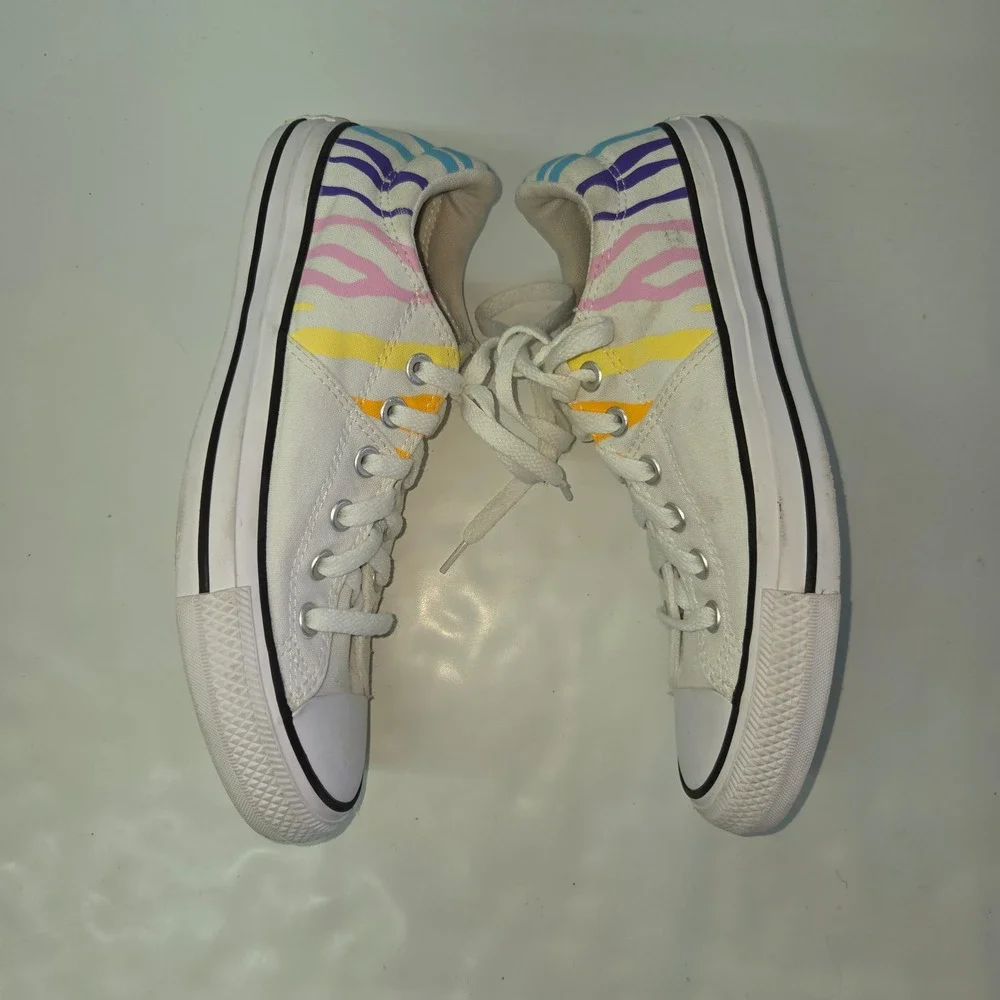 Converse Chuck Taylor‎ All Star Low Canvas Shoes White Rainbow Stripe Women 8.5 - Picture 10 of 12